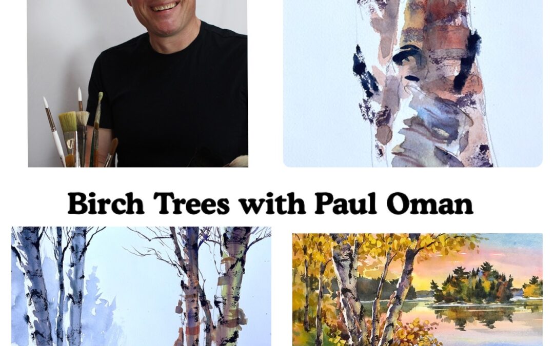 Birch trees in watercolor with Paul Oman