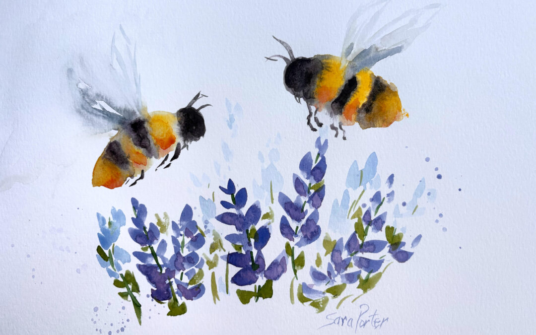 Bees and Flowers: Watercolor Paint and Sip