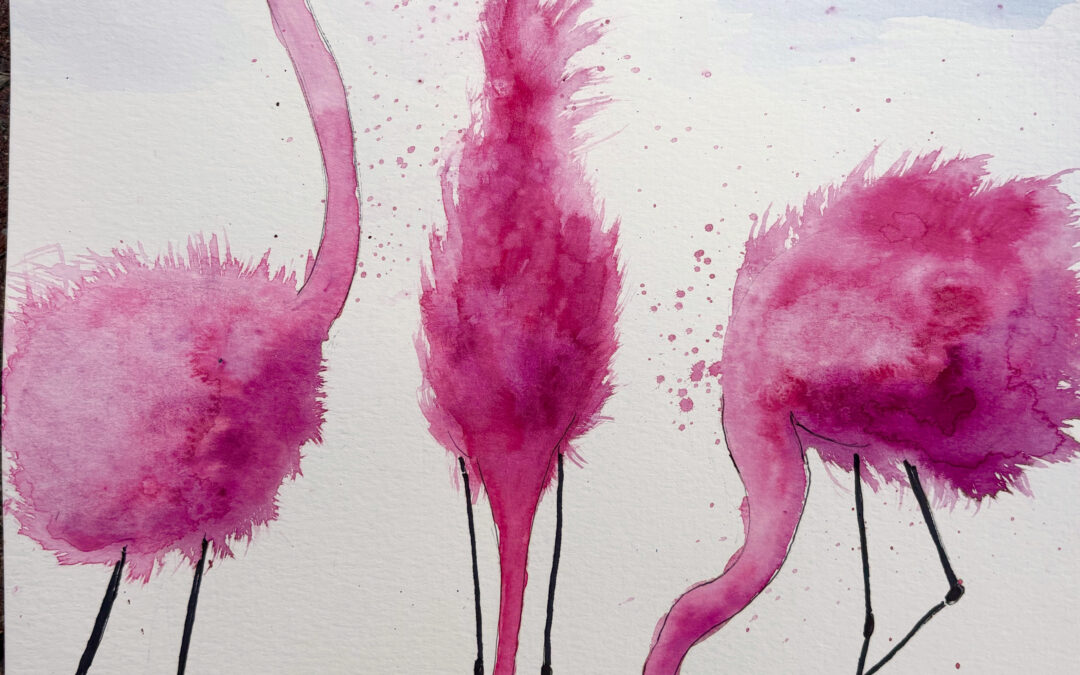 Fabulous Flamingos in Watercolor
